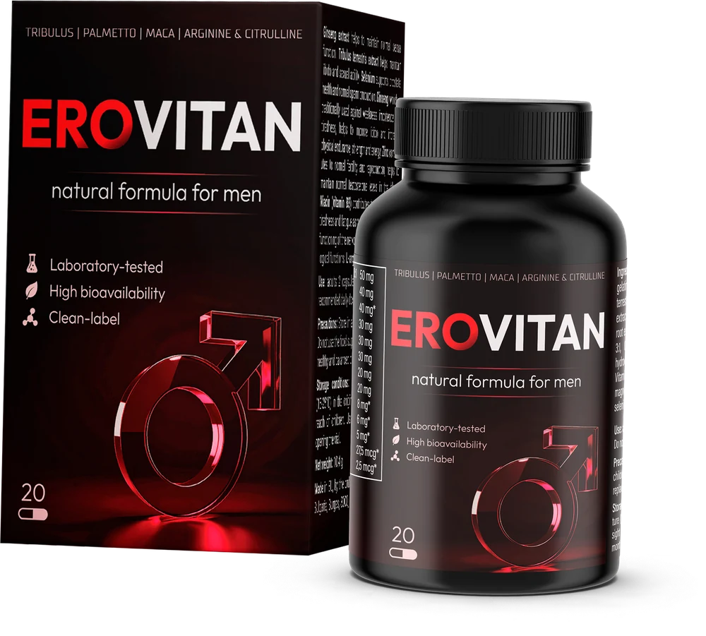 EroVitan Packung — Dose und Faltschachtel, 20 Kapseln